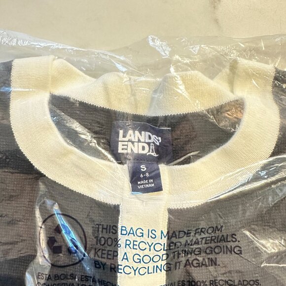 Lands End Lady Jacket Sweater | Size S | Black with Ivory Trim - Picture 2 of 4